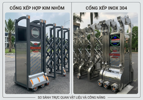 SO SÁNH GIÁ CỔNG XẾP INOX 201, CỔNG XẾP INOX 304 VÀ CỔNG XẾP HỢP KIM NHÔM HIỆN NAY